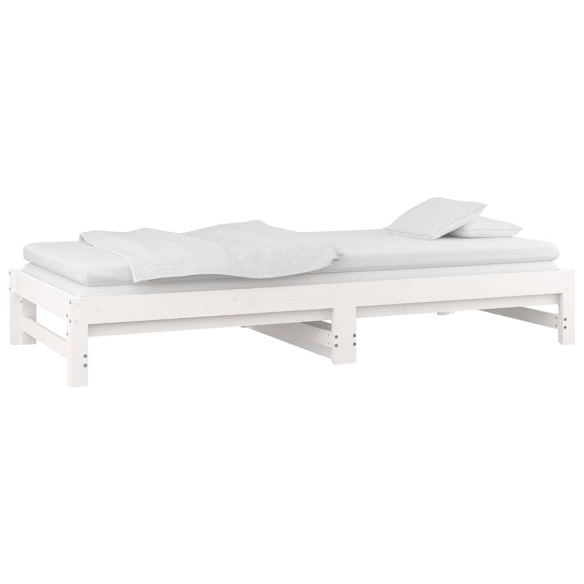 vidaXL Καναπές Κρεβάτι Συρόμενος Λευκός 2x(90x190) εκ. από Μασίφ Πεύκο