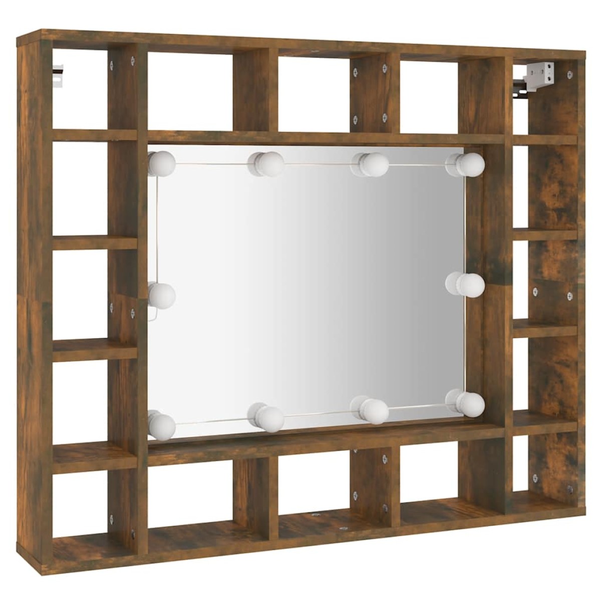 vidaXL Έπιπλο Καθρέπτη με LED Καπνιστή Δρυς 91x15x76,5 εκ.