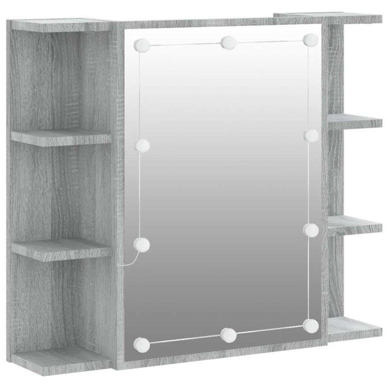 vidaXL Έπιπλο Καθρέπτη με LED Γκρι Sonoma 70x16,5x60 εκ.