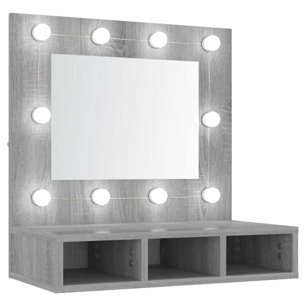vidaXL Έπιπλο Καθρέπτη με LED Γκρι Sonoma 60x31,5x62 εκ.