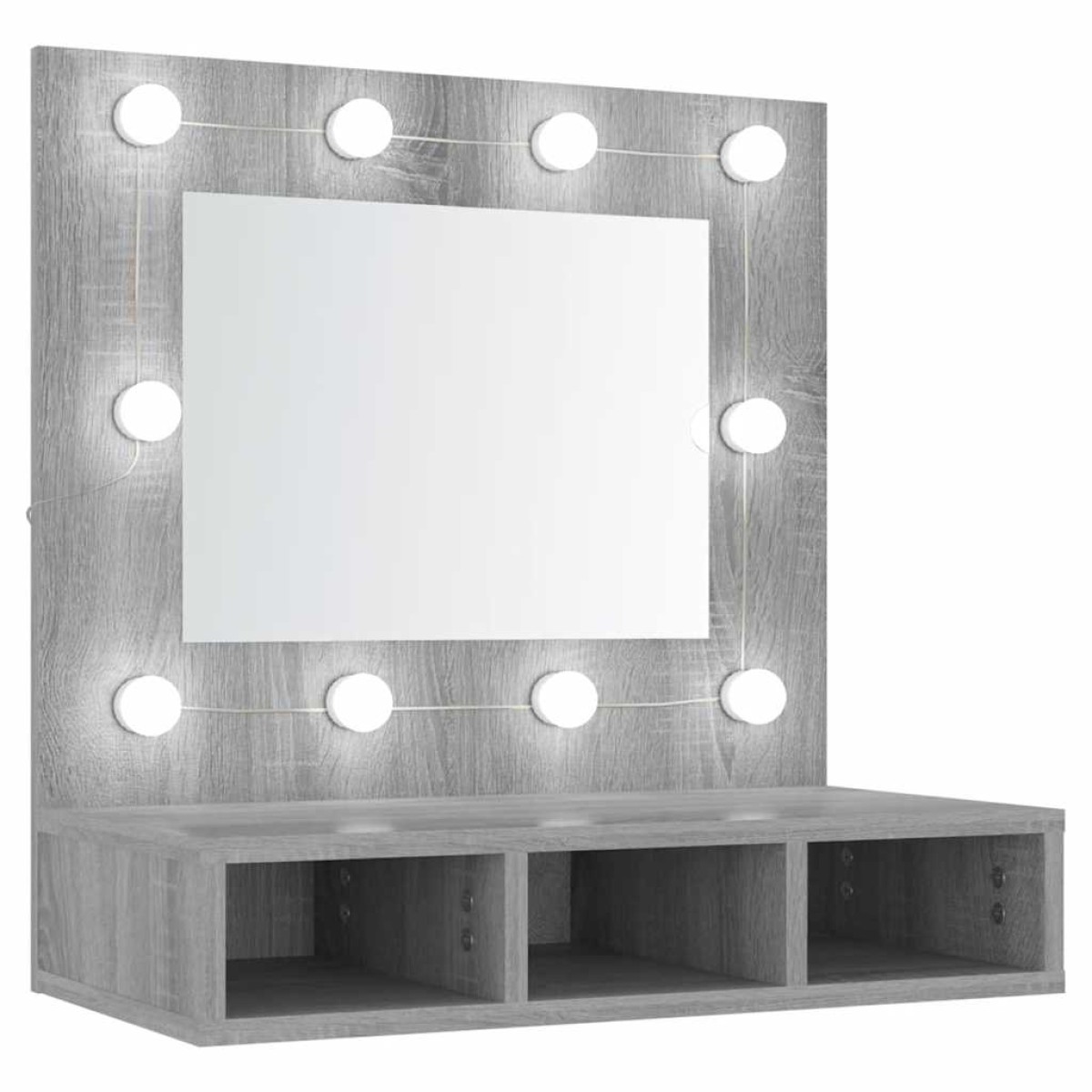 vidaXL Έπιπλο Καθρέπτη με LED Γκρι Sonoma 60x31,5x62 εκ.