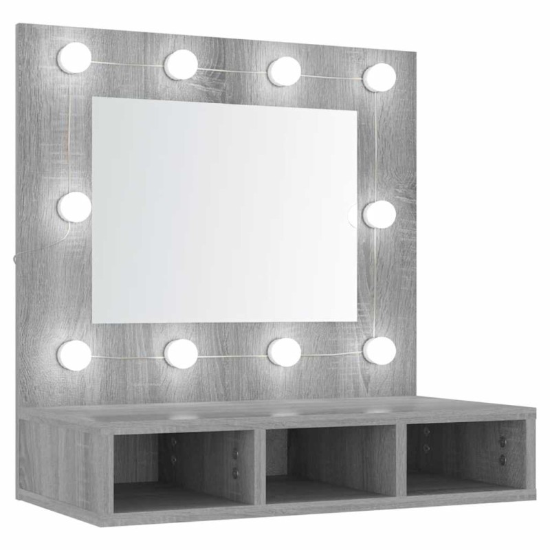 vidaXL Έπιπλο Καθρέπτη με LED Γκρι Sonoma 60x31,5x62 εκ.