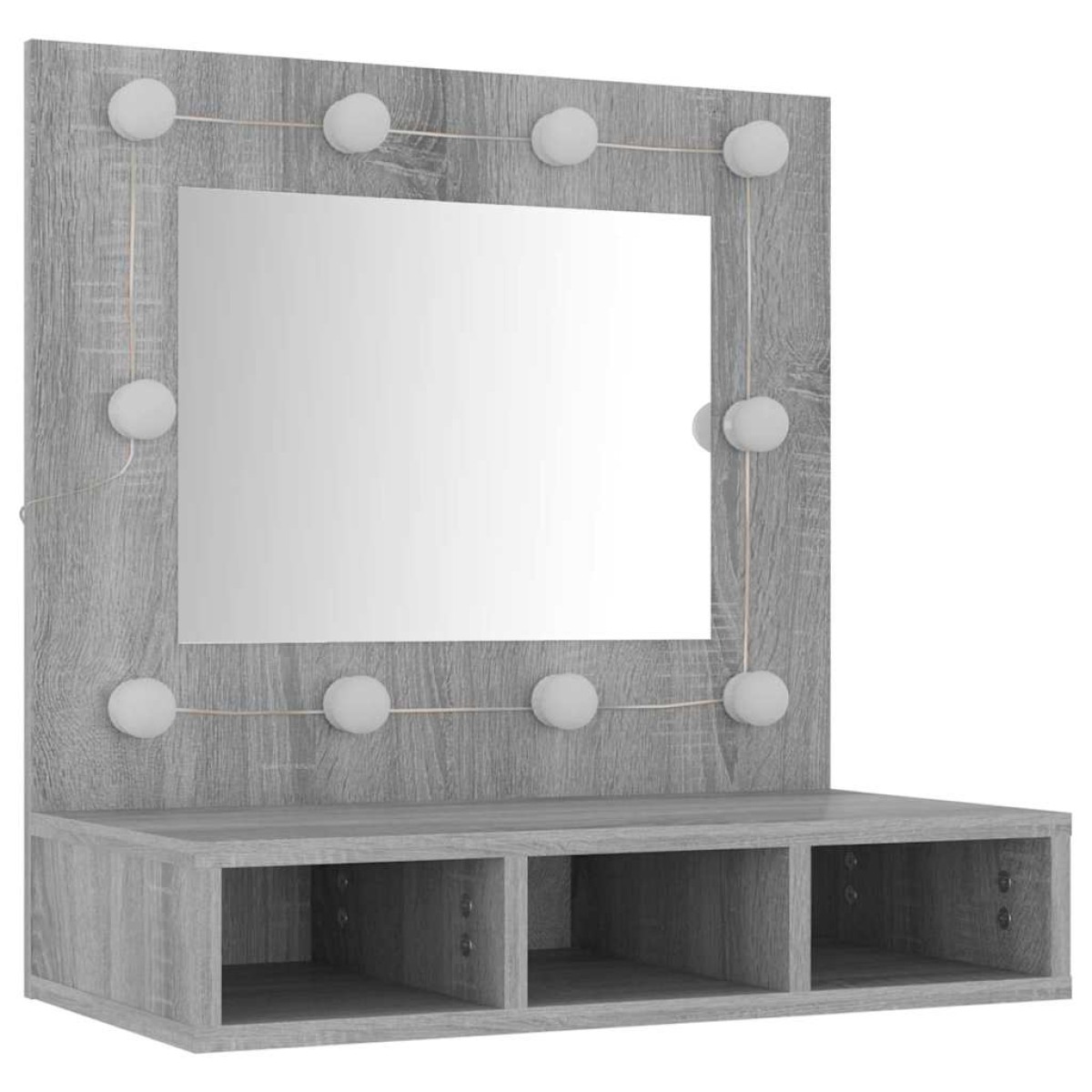 vidaXL Έπιπλο Καθρέπτη με LED Γκρι Sonoma 60x31,5x62 εκ.