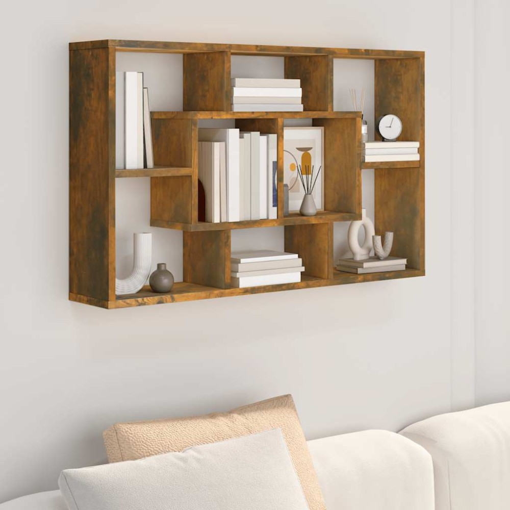 vidaXL Ραφιέρα Τοίχου Καπνιστή Δρυς 85x16x52,5 εκ. Επεξεργασμένο Ξύλο