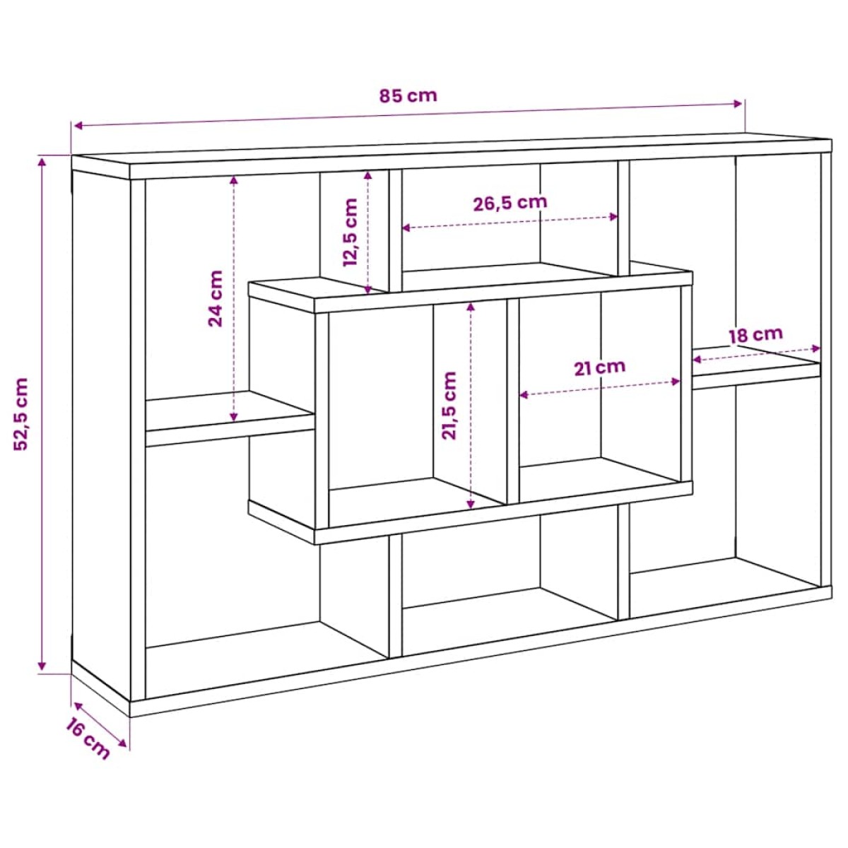 vidaXL Ραφιέρα Τοίχου Καπνιστή Δρυς 85x16x52,5 εκ. Επεξεργασμένο Ξύλο