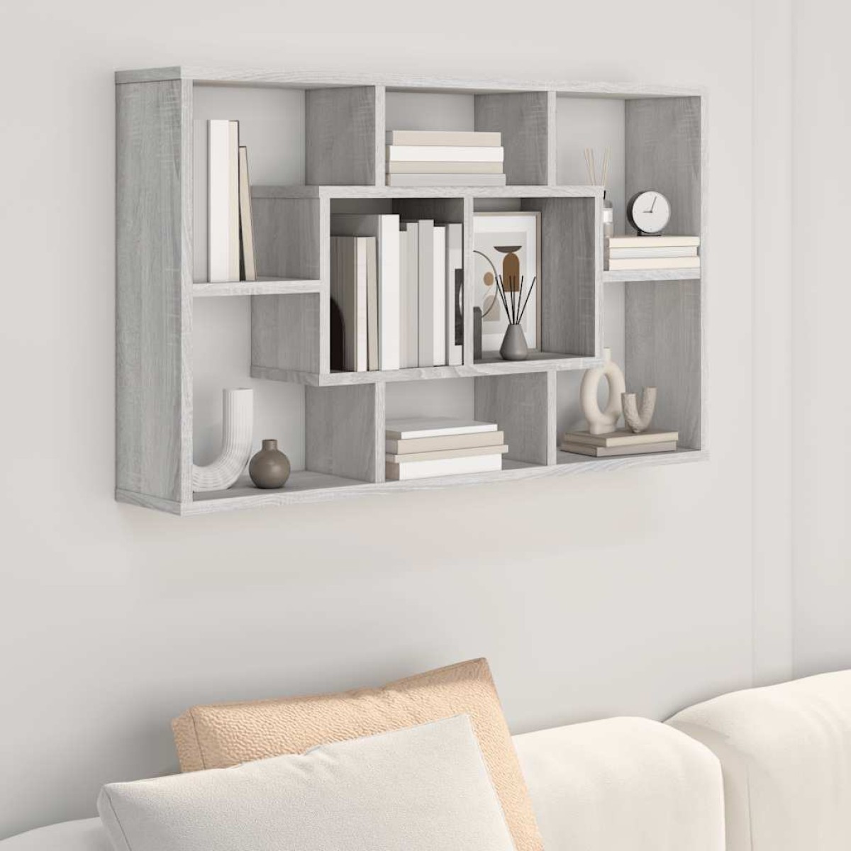 vidaXL Ραφιέρα Τοίχου Γκρι Sonoma 85x16x52,5 εκ. Επεξεργασμένο Ξύλο