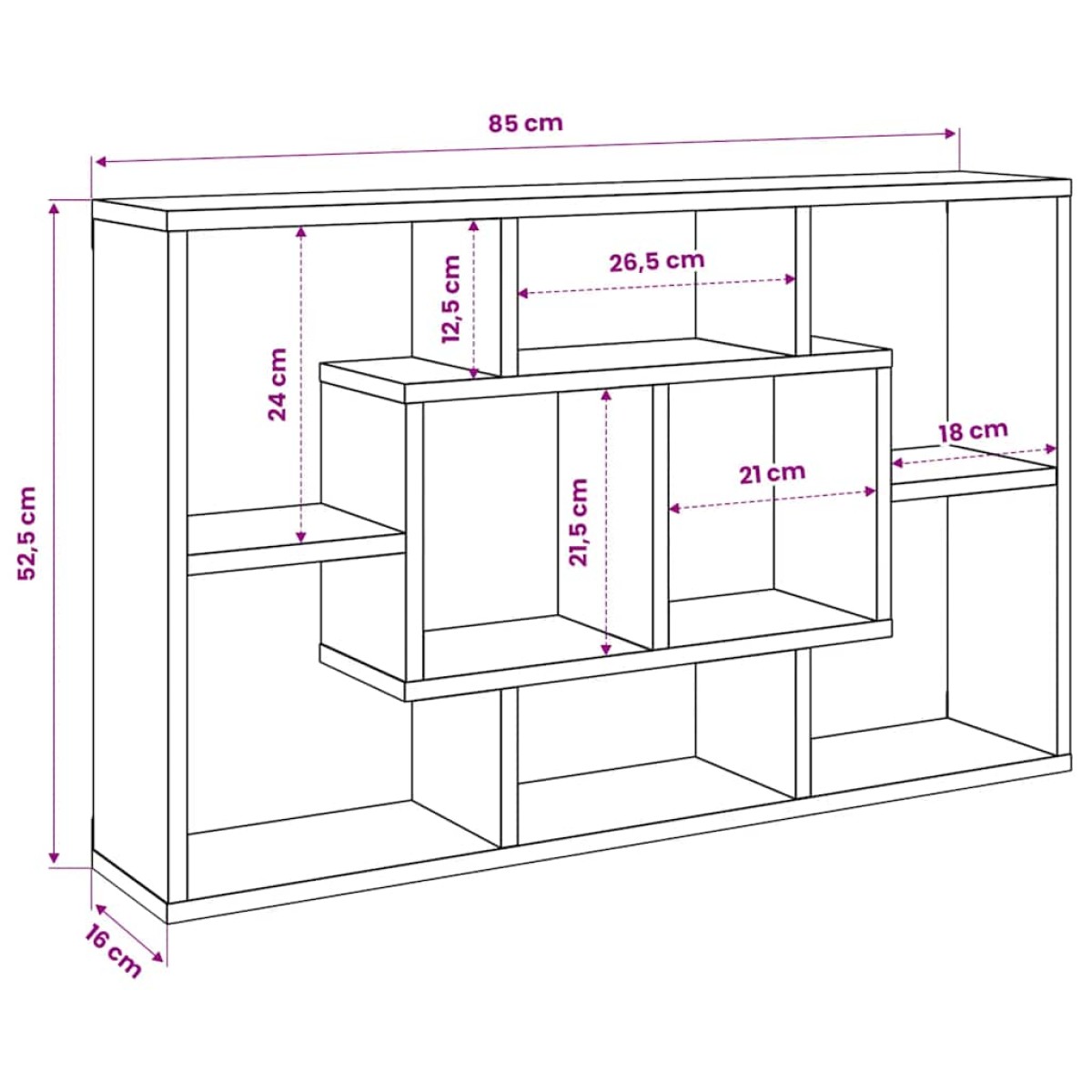 vidaXL Ραφιέρα Τοίχου Γκρι Sonoma 85x16x52,5 εκ. Επεξεργασμένο Ξύλο
