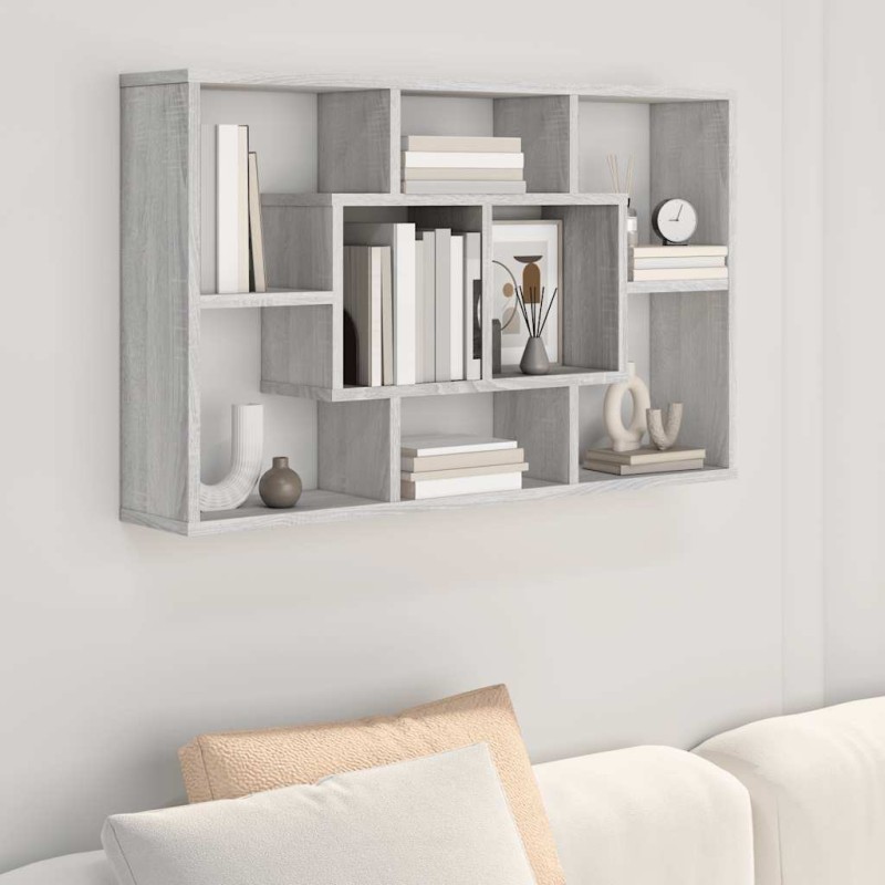 vidaXL Ραφιέρα Τοίχου Γκρι Sonoma 85x16x52,5 εκ. Επεξεργασμένο Ξύλο