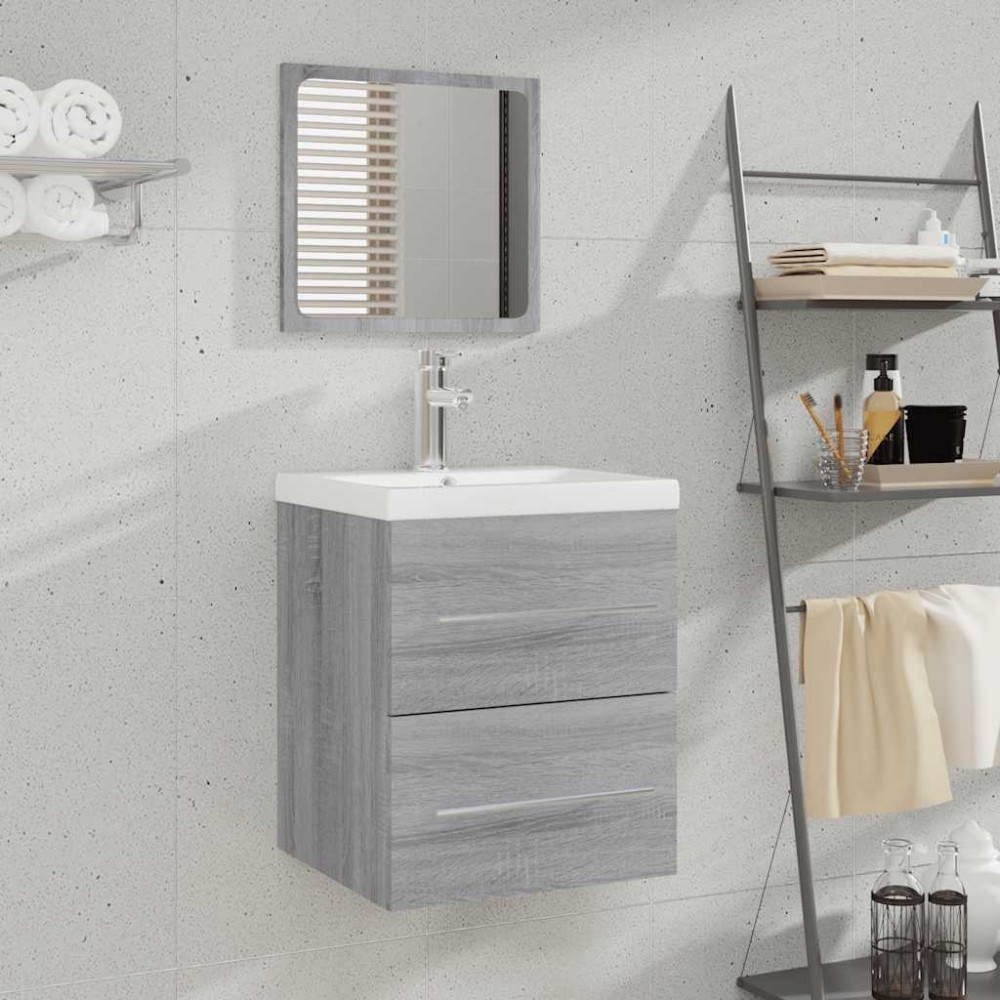 vidaXL Ντουλάπι Μπάνιου με Καθρέφτη Γκρι Sonoma 41x38,5x48 εκ.