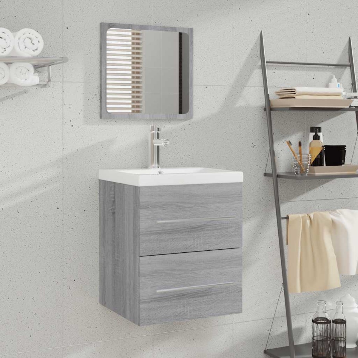 vidaXL Ντουλάπι Μπάνιου με Καθρέφτη Γκρι Sonoma 41x38,5x48 εκ.
