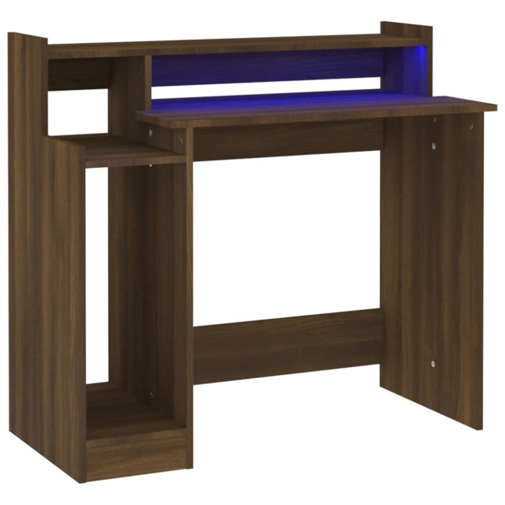 vidaXL Γραφείο με LED Καφέ δρυς 97x45x90 εκ. Επεξεργ. Ξύλο