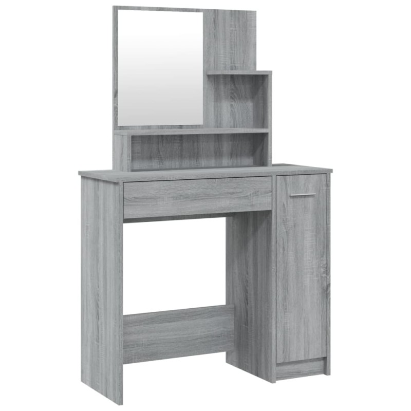 vidaXL Μπουντουάρ με Καθρέφτη Γκρι Sonoma 86,5x35x136 εκ.