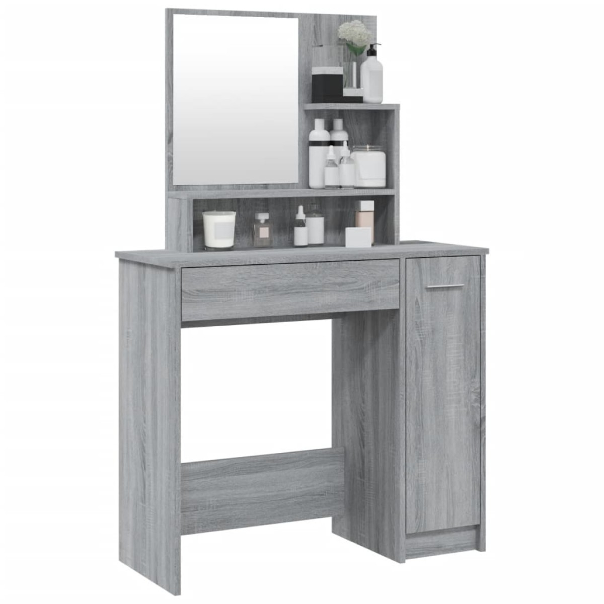 vidaXL Μπουντουάρ με Καθρέφτη Γκρι Sonoma 86,5x35x136 εκ.