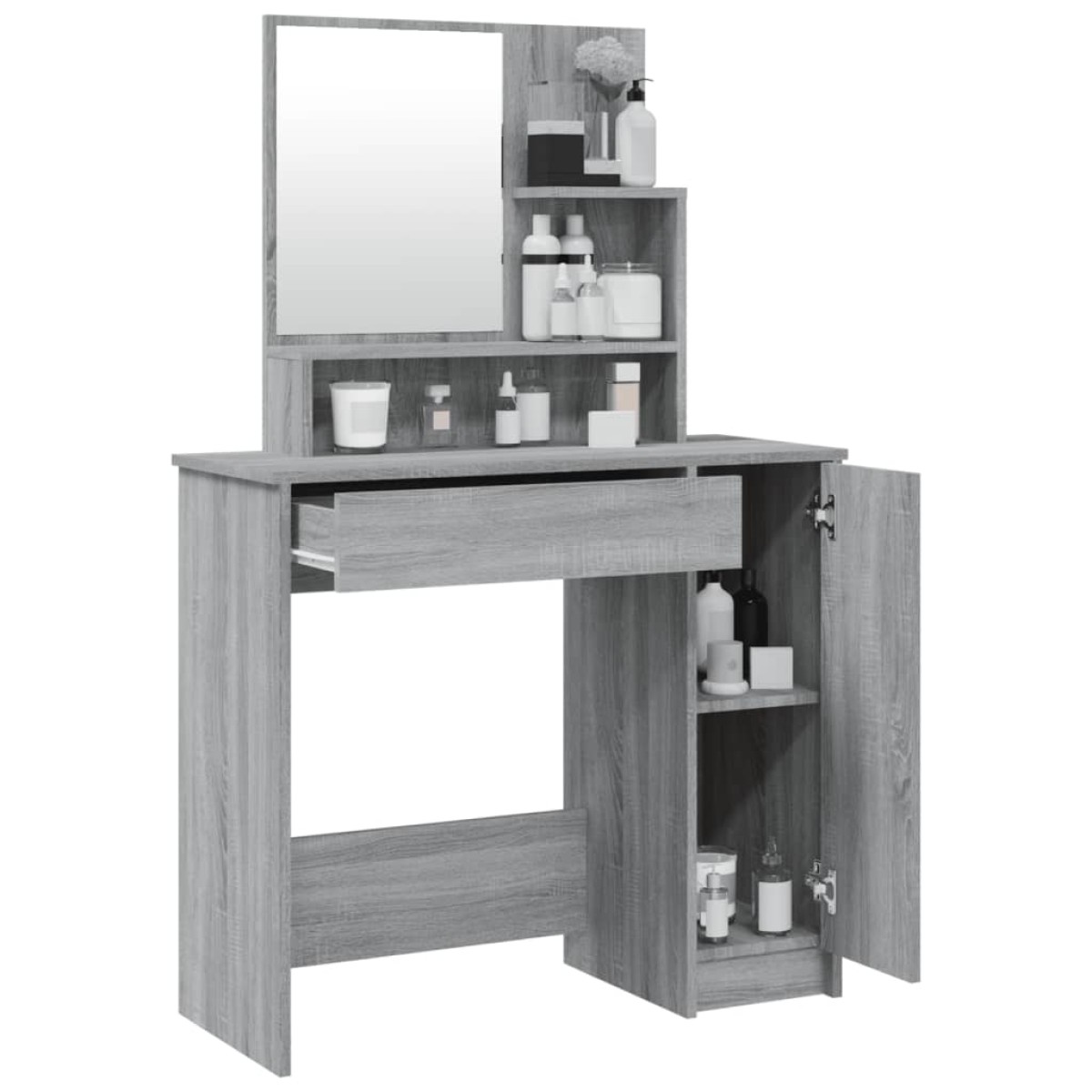 vidaXL Μπουντουάρ με Καθρέφτη Γκρι Sonoma 86,5x35x136 εκ.