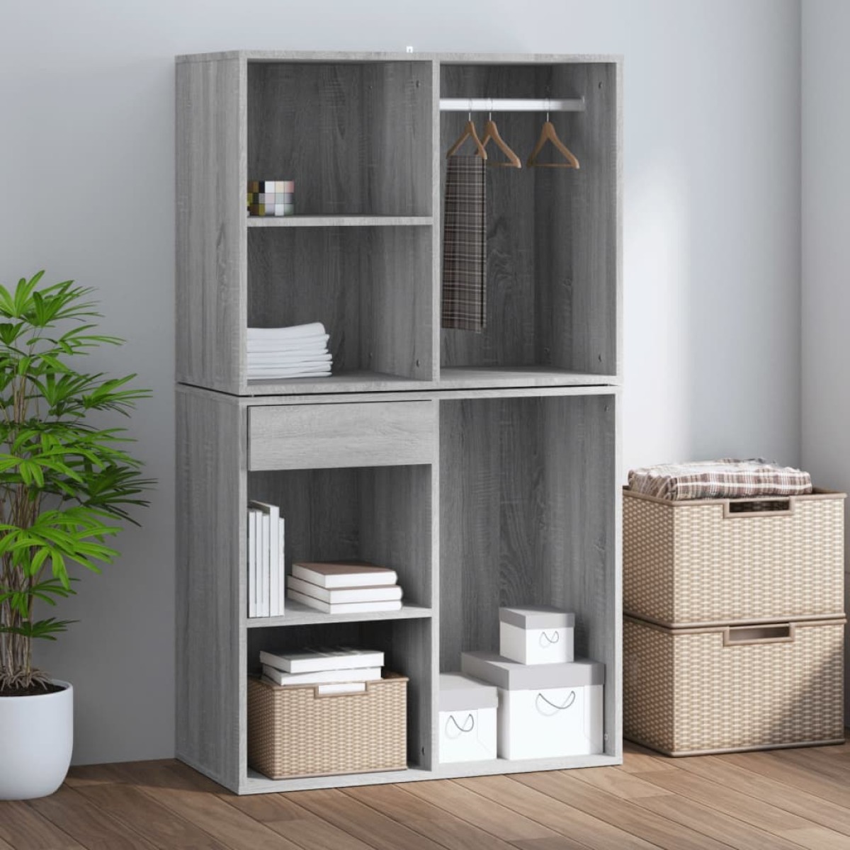 vidaXL Ντουλάπι Γυαλιστερό Γκρι Sonoma 80x40x65 εκ. Επεξεργασμένο Ξύλο