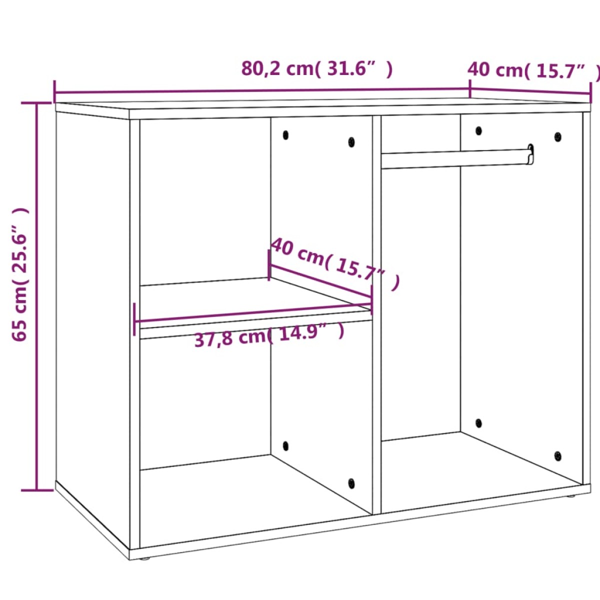 vidaXL Ντουλάπι Γυαλιστερό Καφέ Δρυς 80x40x65 εκ. Επεξεργασμένο Ξύλο