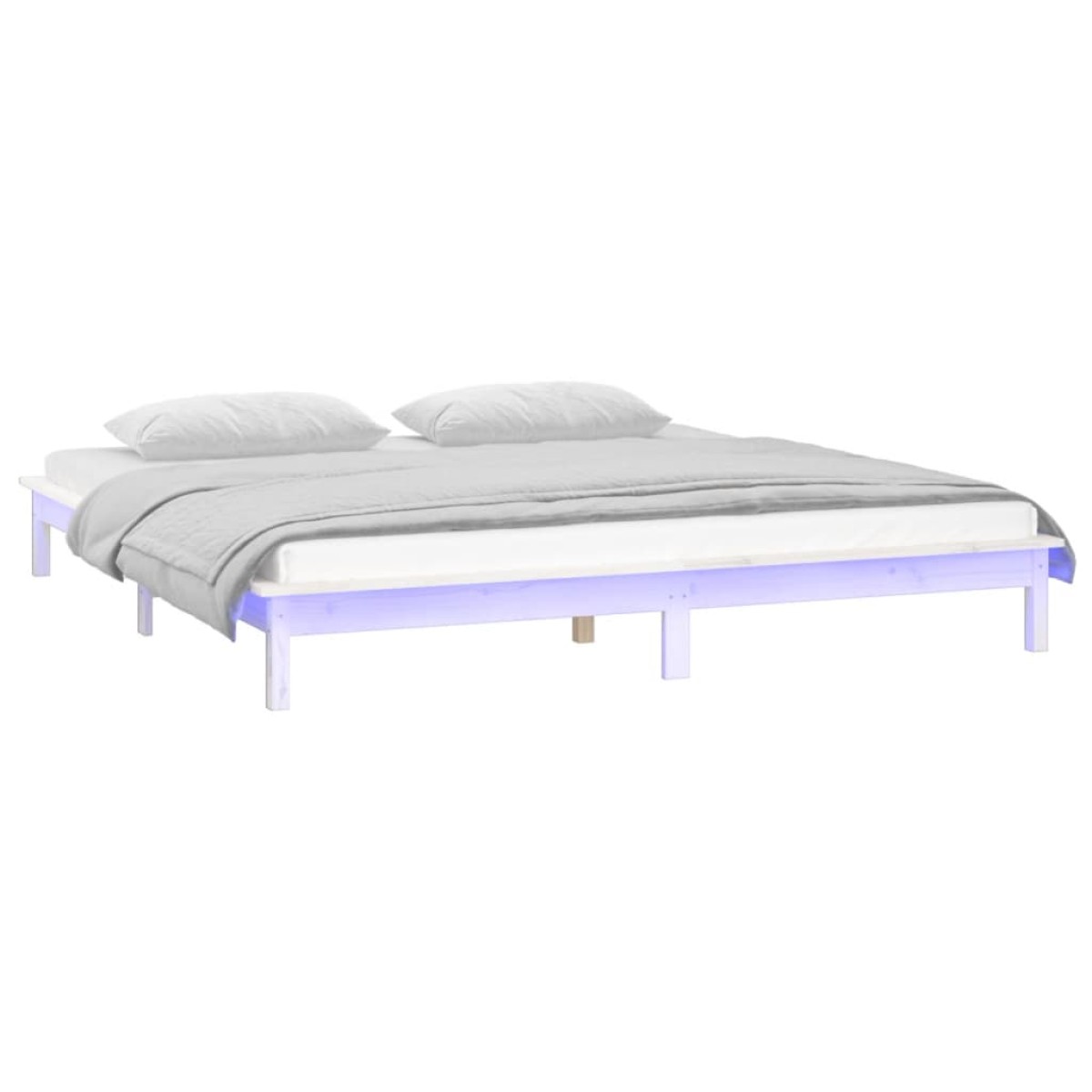 vidaXL Πλαίσιο Κρεβατιού με LED Λευκό 140 x 200 εκ. από Μασίφ Ξύλο