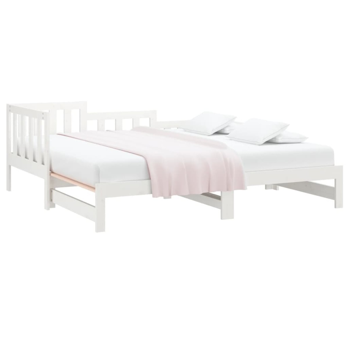 vidaXL Καναπές Κρεβάτι Συρόμενος Λευκός 2x(90x190) εκ. από Μασίφ Πεύκο