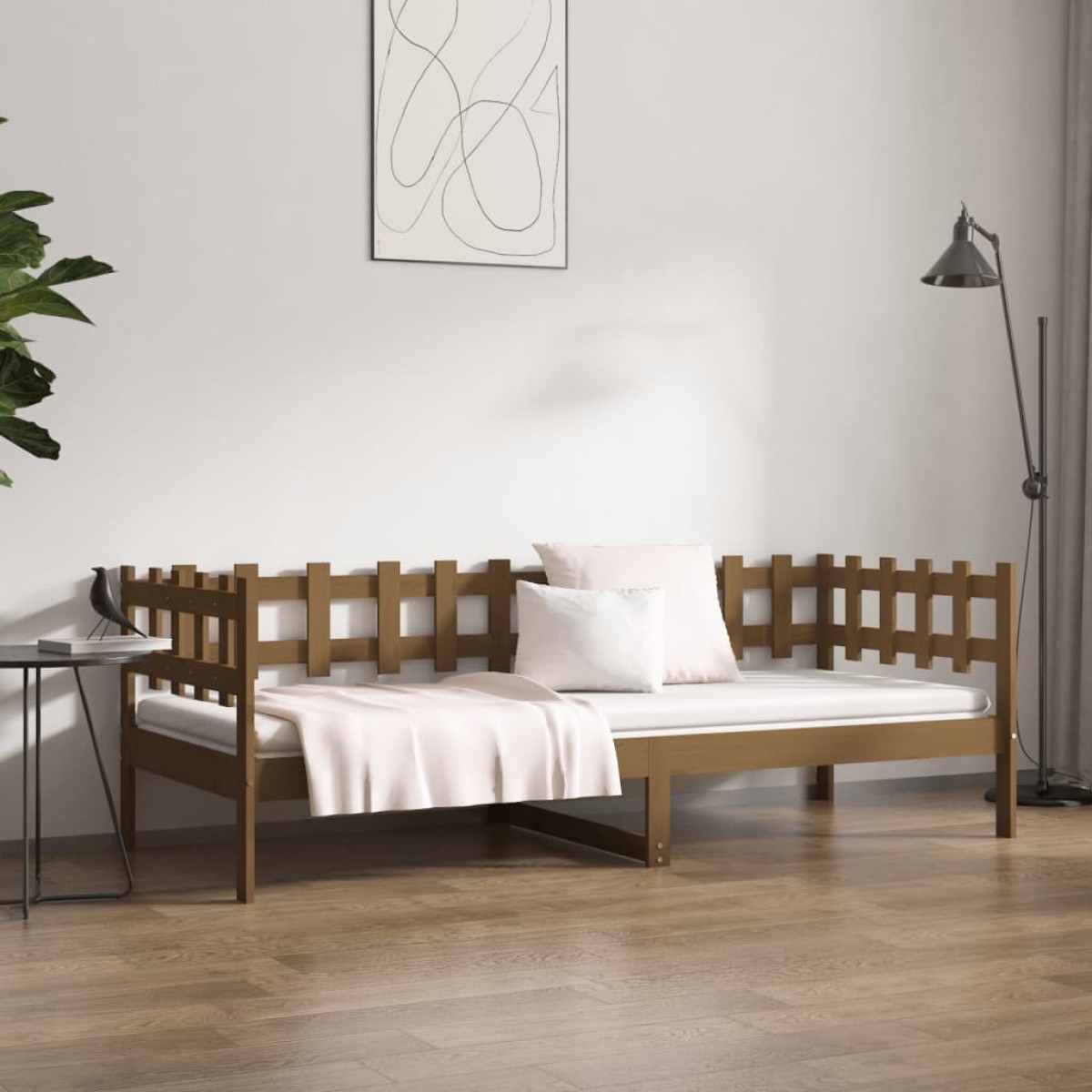 vidaXL Καναπές Κρεβάτι Καφέ Μελί 90 x 200 εκ. από Μασίφ Ξύλο Πεύκου