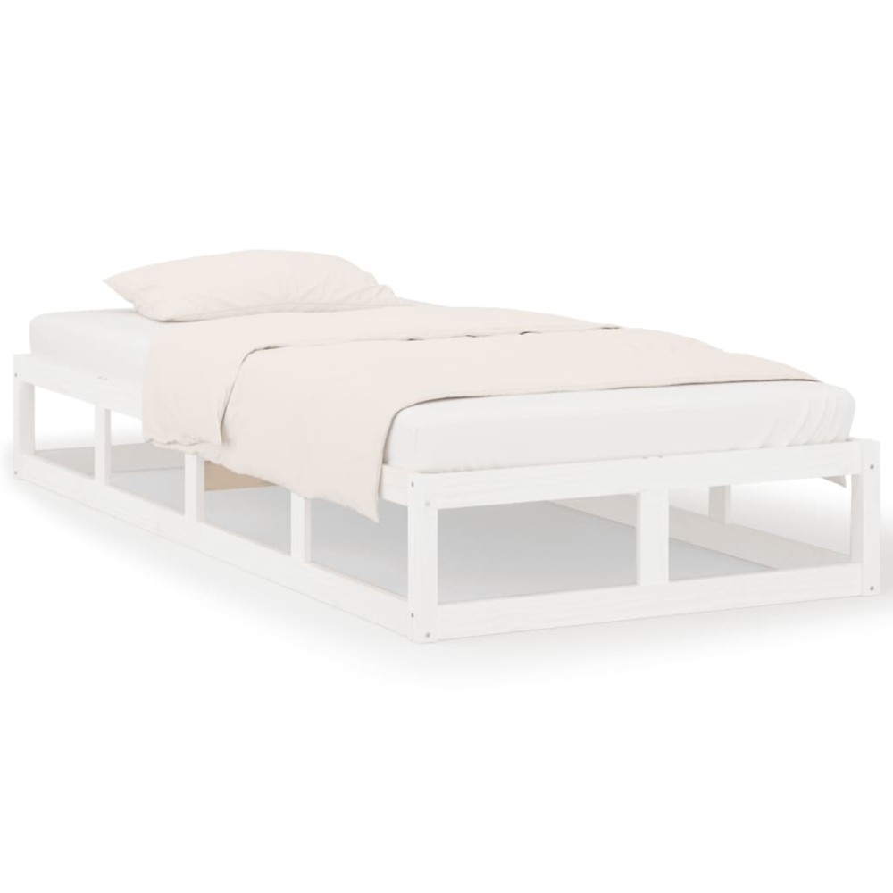 vidaXL Πλαίσιο Κρεβατιού Λευκό 75x190 εκ. Μασίφ Ξύλο Small Single