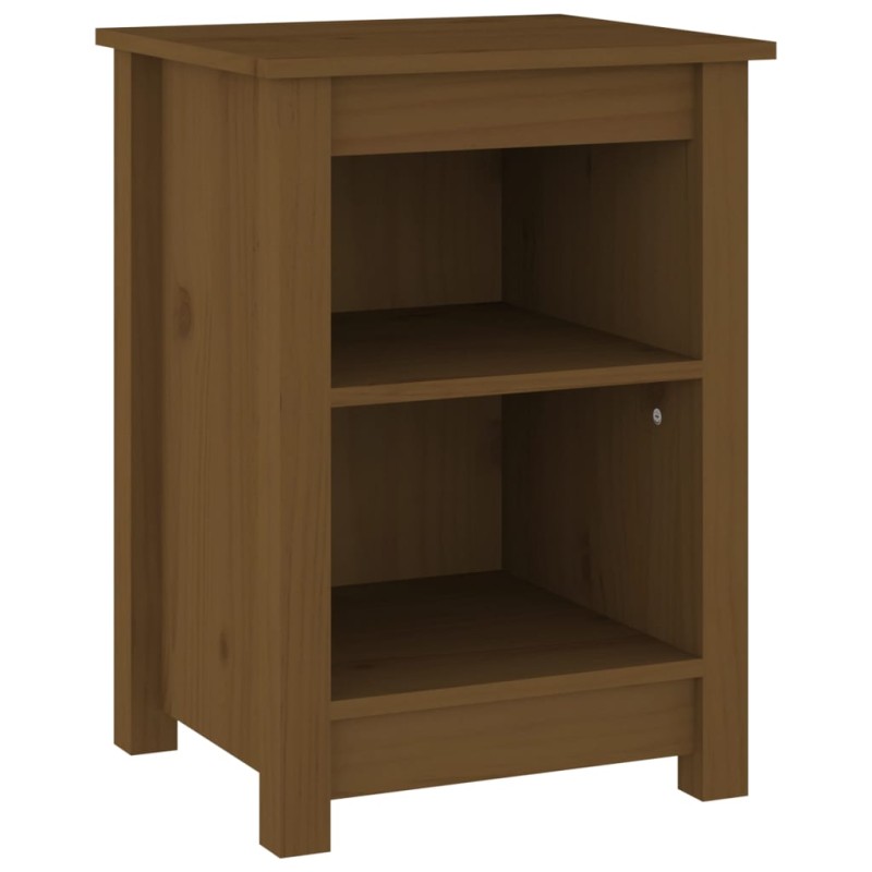 vidaXL Κομοδίνο Καφέ Μελί 40x35x55εκ. από Μασίφ Ξύλο Πεύκου