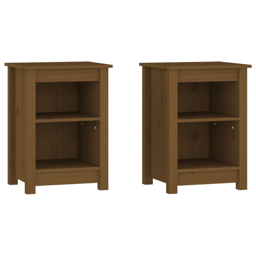 vidaXL Κομοδίνα 2 τεμ. Καφέ Μελί 40x35x55 εκ. από Μασίφ Ξύλο Πεύκου