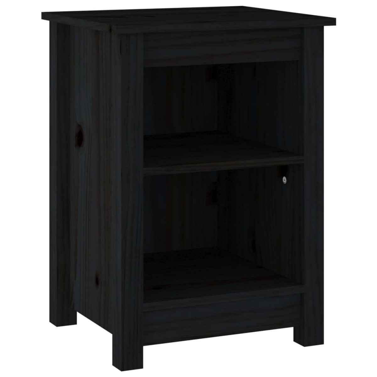 vidaXL Κομοδίνο Μαύρο 40x35x55 εκ. από Μασίφ Ξύλο Πεύκου