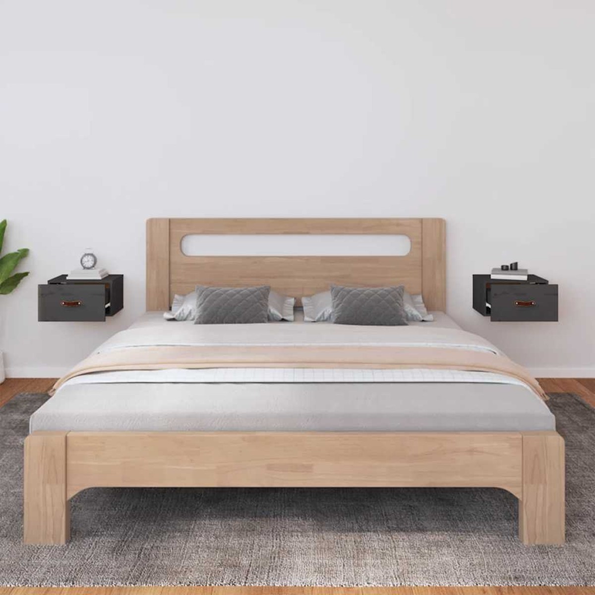 vidaXL Κομοδίνα Επιτοίχια 2 τεμ. Γκρι 40 x 29,5 x 22 εκ.