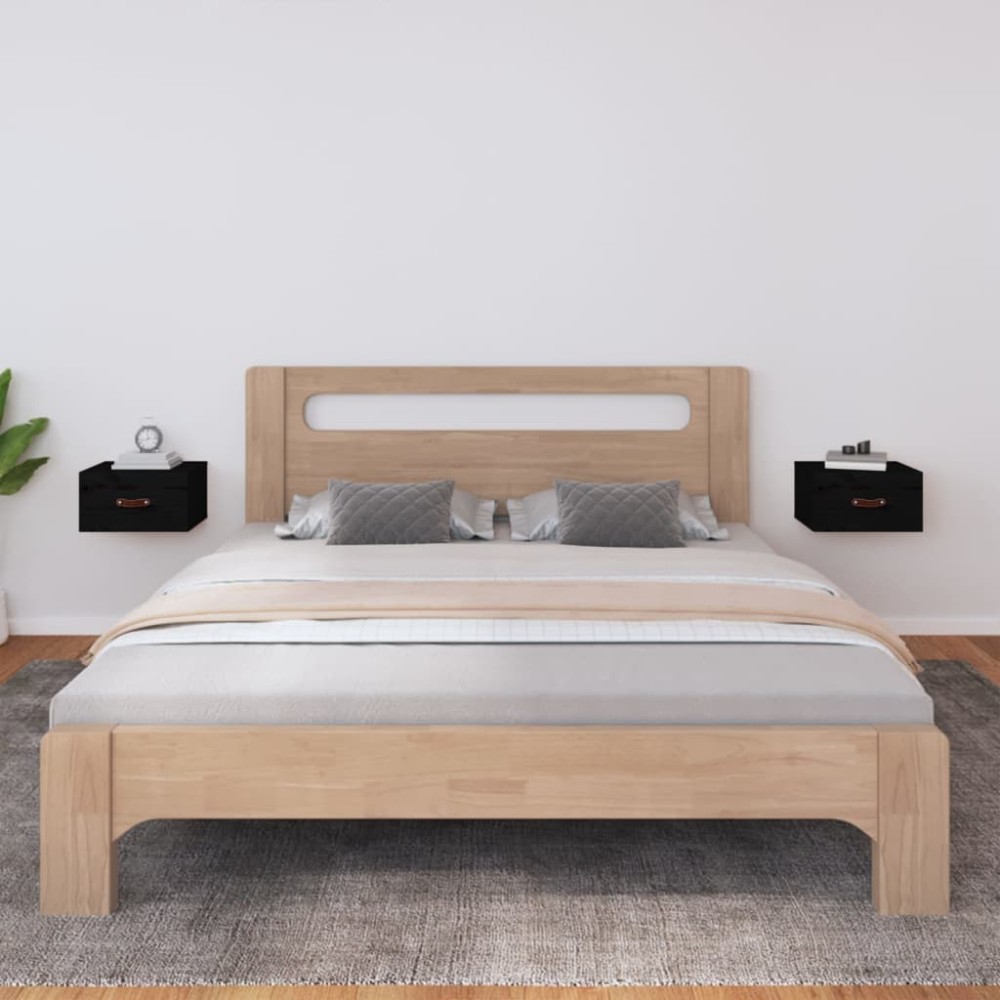 vidaXL Κομοδίνα Επιτοίχια 2 τεμ. Μαύρη 40 x 29,5 x 22 εκ.