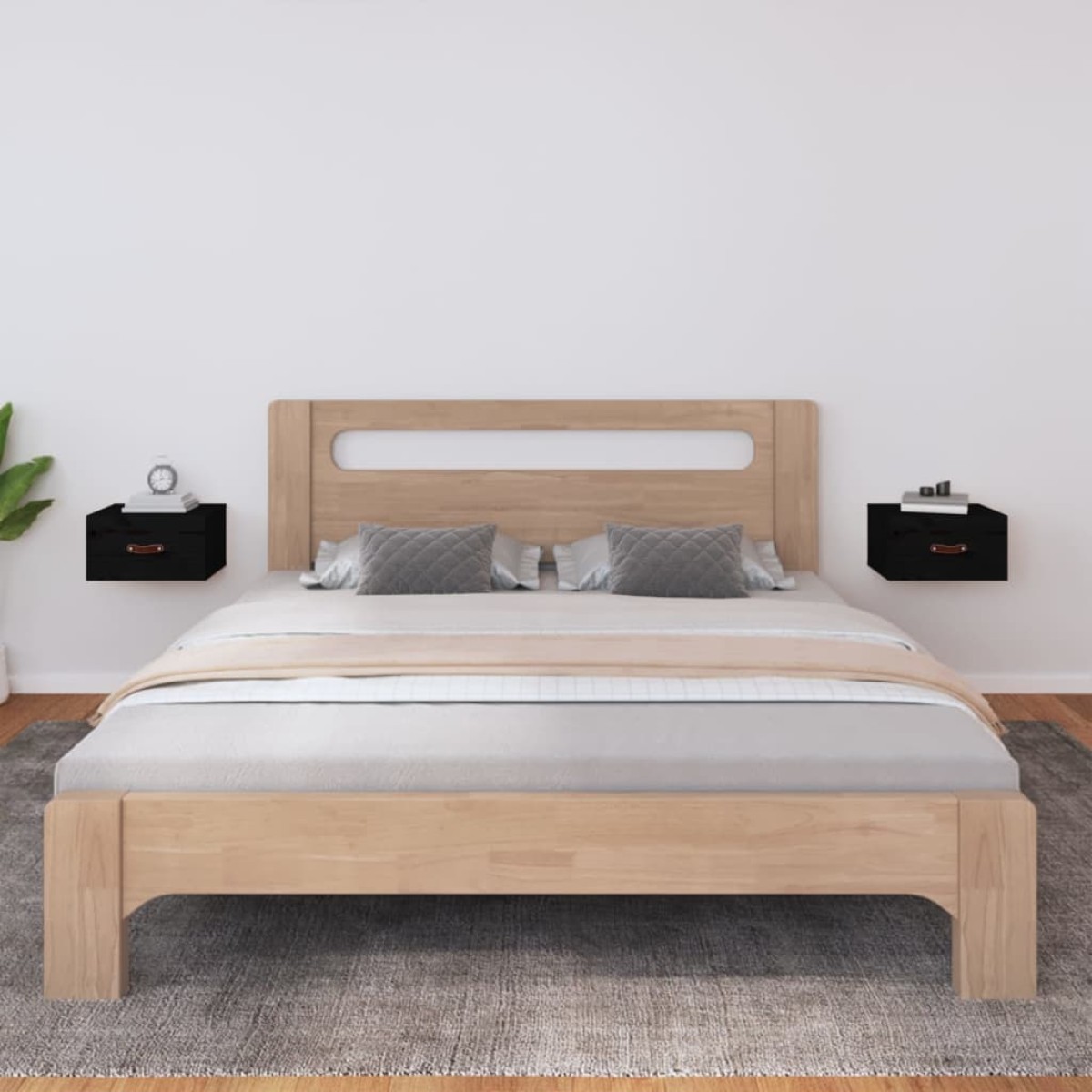 vidaXL Κομοδίνα Επιτοίχια 2 τεμ. Μαύρη 40 x 29,5 x 22 εκ.