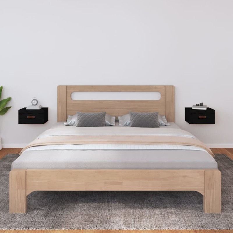 vidaXL Κομοδίνα Επιτοίχια 2 τεμ. Μαύρη 40 x 29,5 x 22 εκ.