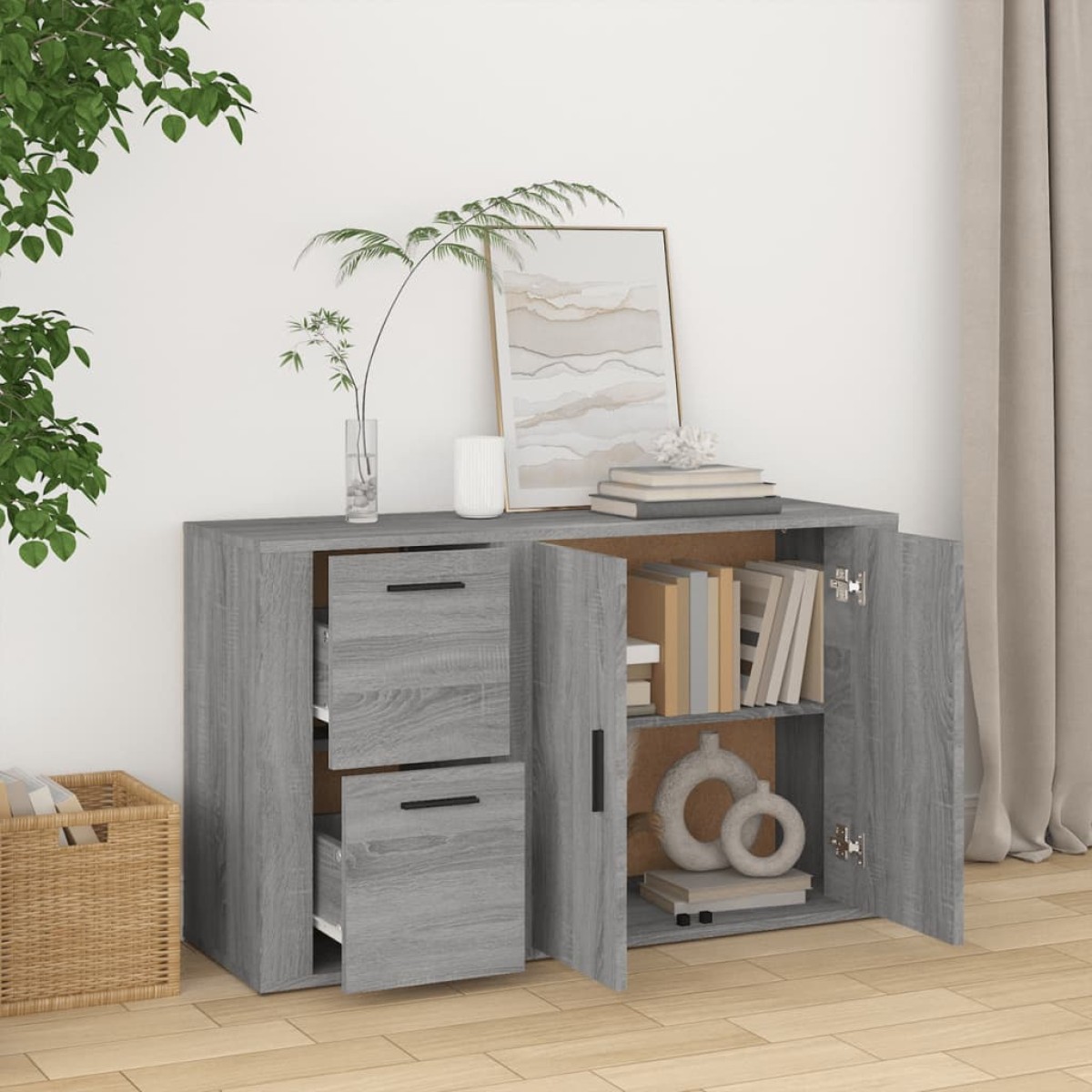 vidaXL Ντουλάπι Γκρι Sonoma 100x33x59,5 εκ. από Επεξεργασμένο Ξύλο