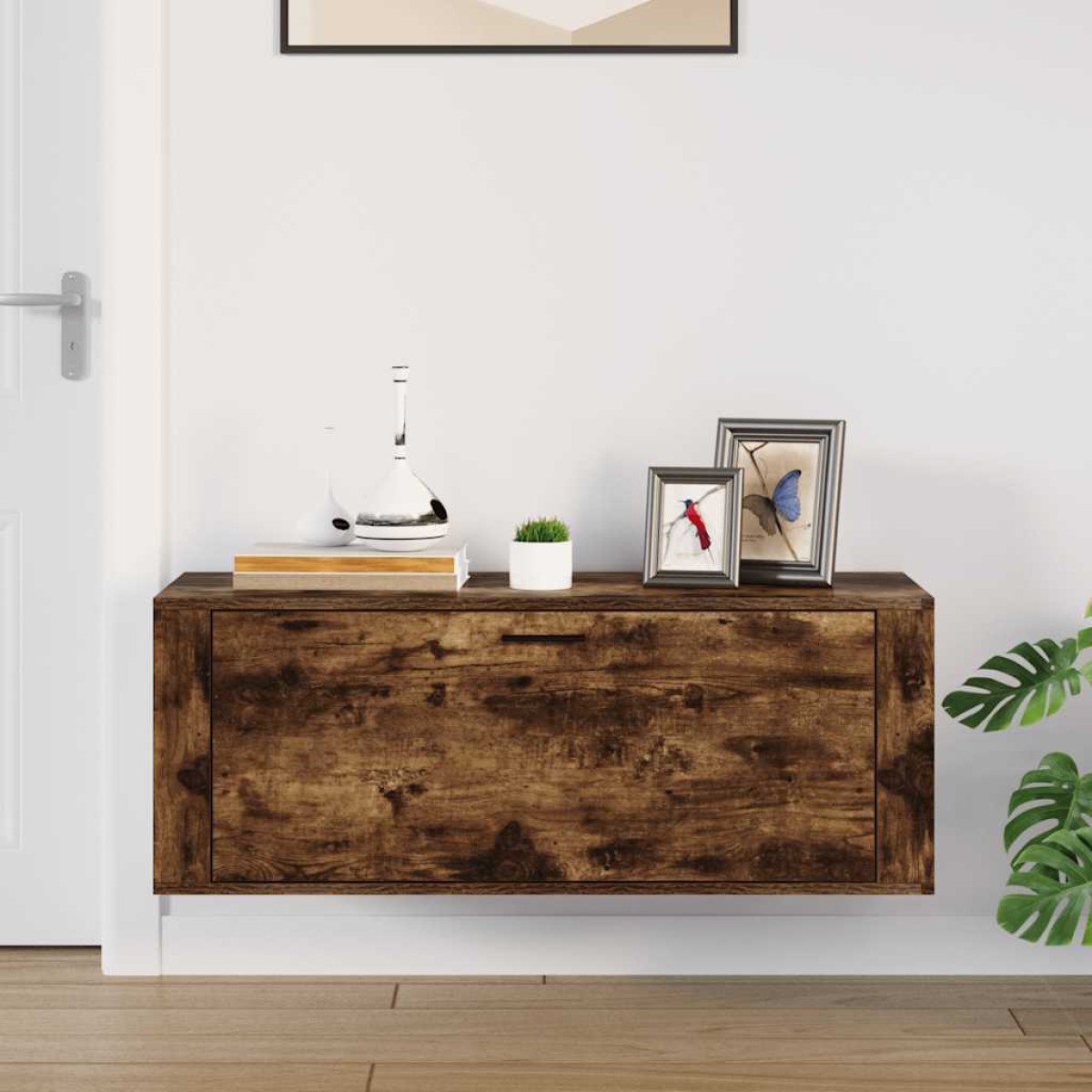 vidaXL Παπουτσοθήκη Επιτοίχια Καπνιστή Δρυς 100x35x38 εκ. Επεξ. Ξύλο