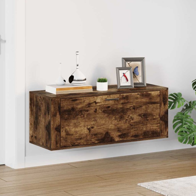 vidaXL Παπουτσοθήκη Επιτοίχια Καπνιστή Δρυς 100x35x38 εκ. Επεξ. Ξύλο