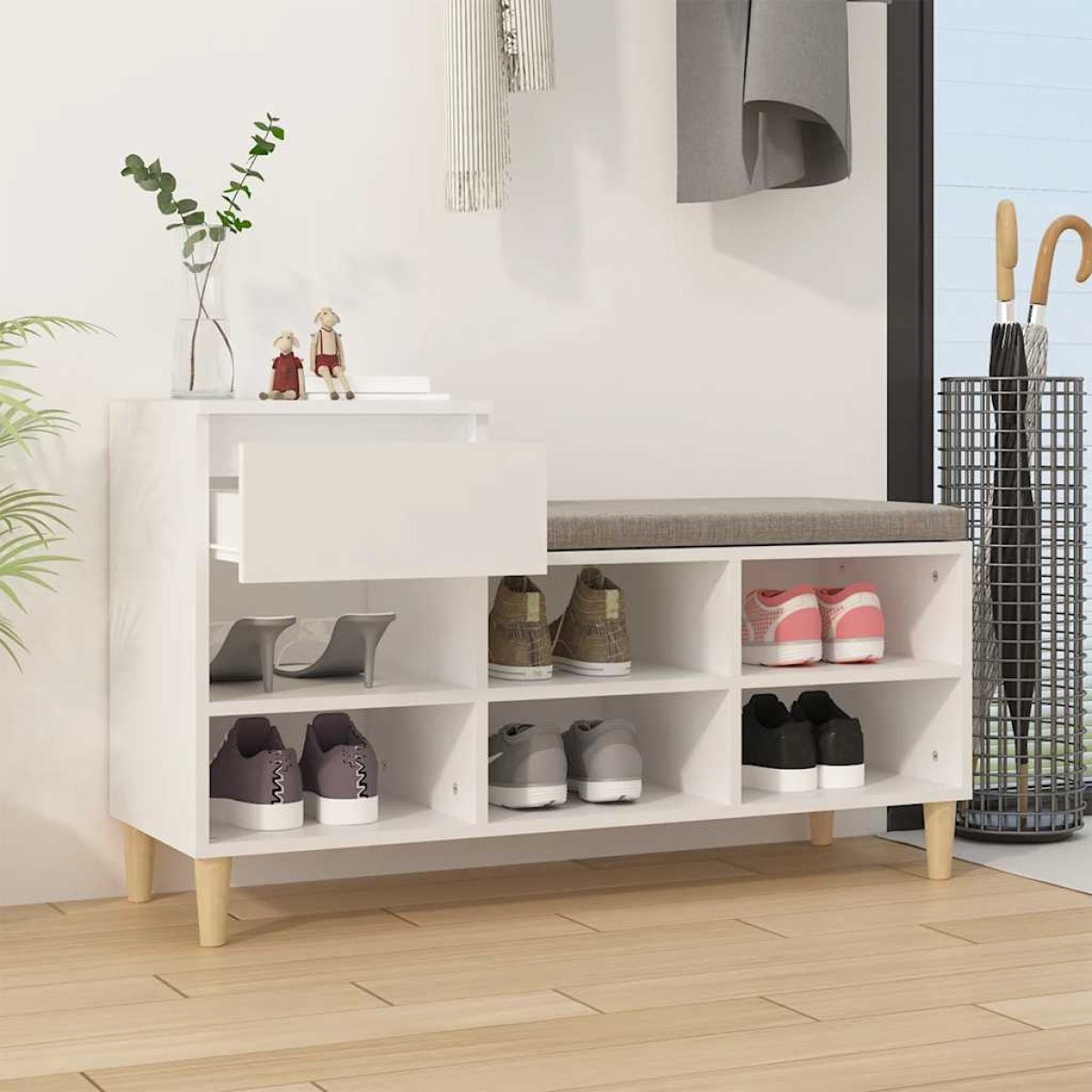 vidaXL Παπουτσοθήκη Λευκή 102x36x60 εκ. από Επεξεργασμένο Ξύλο