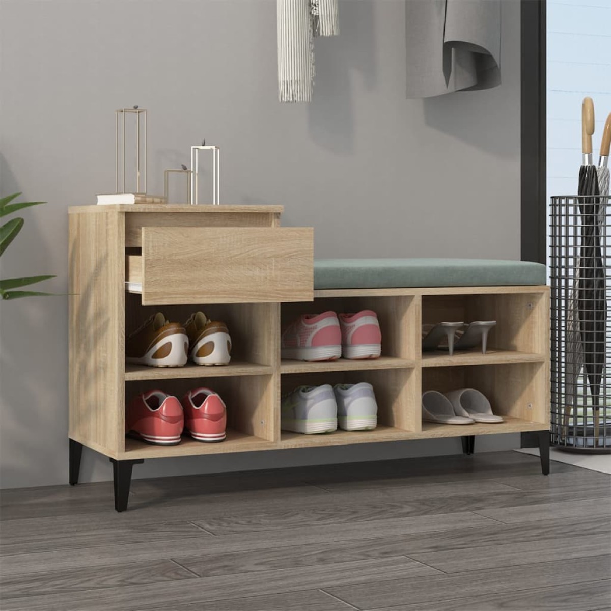 vidaXL Παπουτσοθήκη Sonoma Δρυς 102x36x60 εκ. από Επεξεργασμένο Ξύλο
