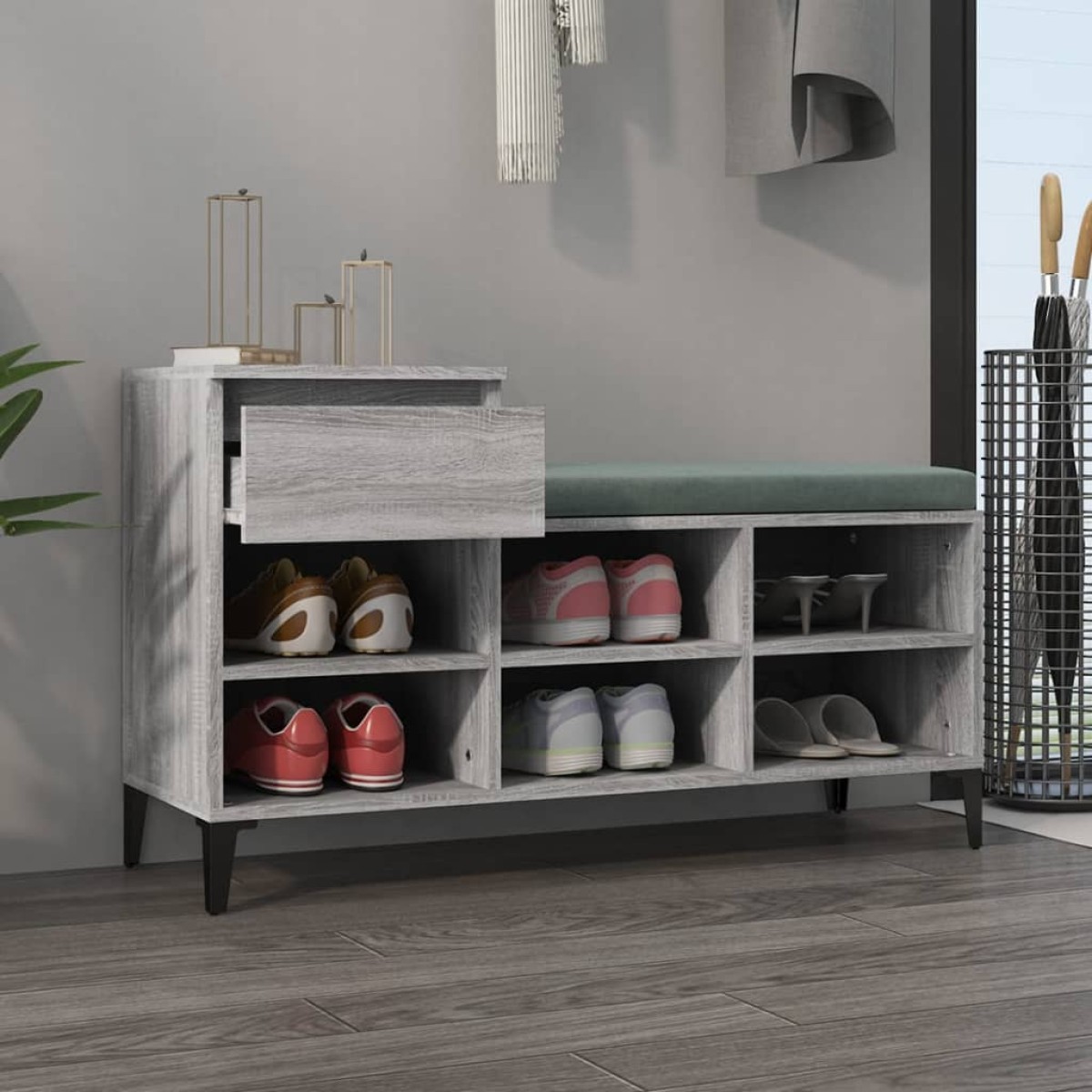 vidaXL Παπουτσοθήκη Γκρι Sonoma 102x36x60 εκ. από Επεξεργασμένο Ξύλο