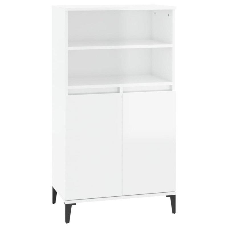 vidaXL Ντουλάπι Γυαλ. Λευκό 60 x 36 x 110 εκ. από Επεξεργασμένο Ξύλο