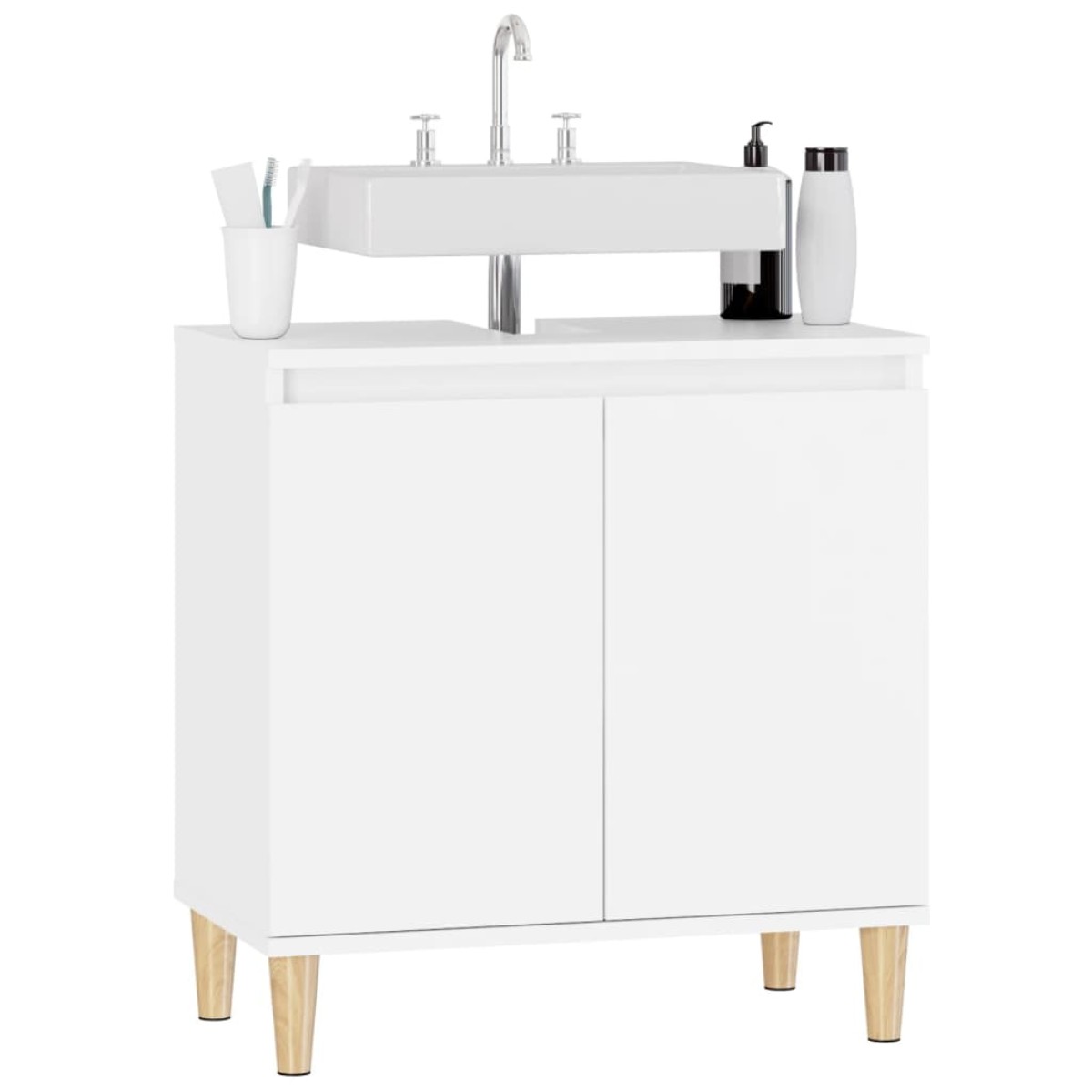 vidaXL Ντουλάπι Νιπτήρα Λευκό 58 x 33 x 60 εκ. από Επεξεργασμένο Ξύλο