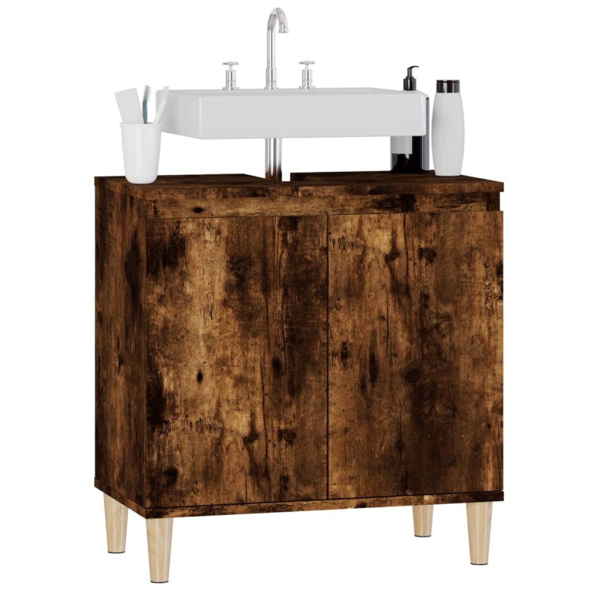 vidaXL Ντουλάπι Νιπτήρα Καπνιστή Δρυς 58x33x60 εκ. Επεξεργ. Ξύλο