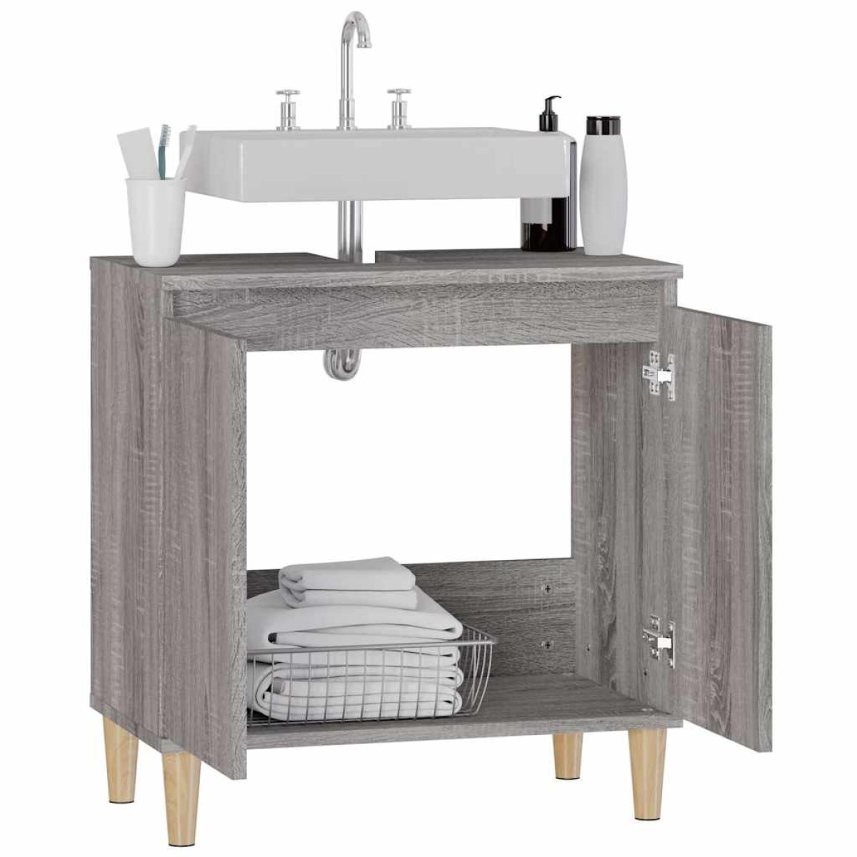 vidaXL Ντουλάπι Νιπτήρα Grey Sonoma 58 x 33 x 60 εκ. Επεξεργ. Ξύλο