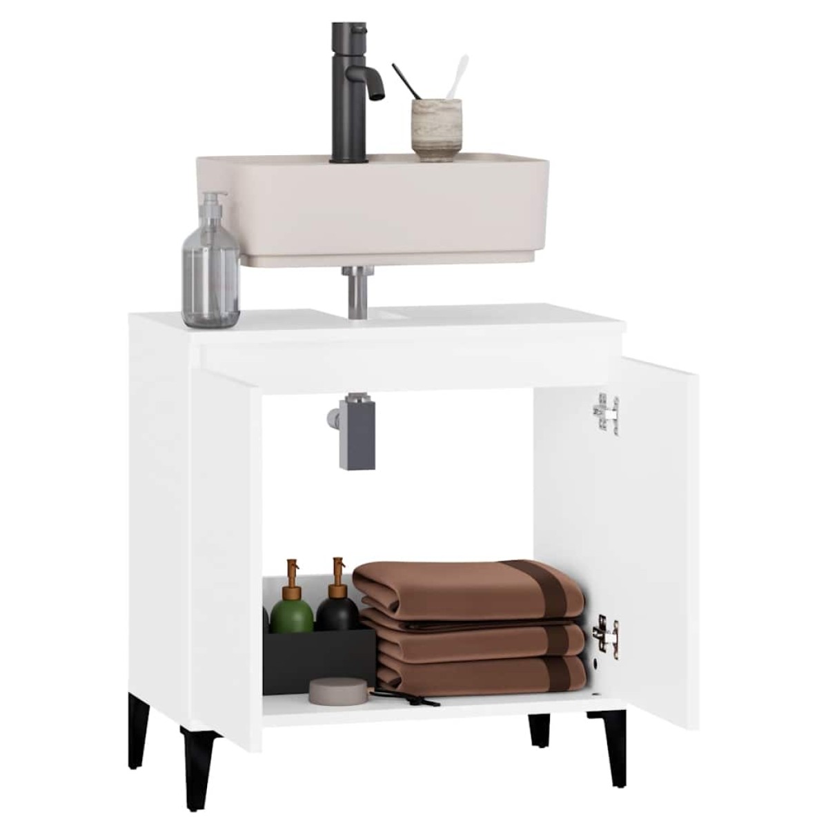 vidaXL Ντουλάπι Νιπτήρα Λευκό 58 x 33 x 60 εκ. από Επεξεργασμένο Ξύλο