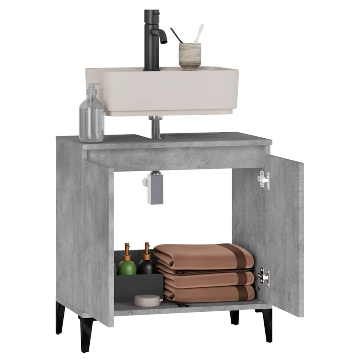 vidaXL Ντουλάπι Νιπτήρα Γκρι Σκυρ. 58x33x60 εκ. Επεξεργασμένο Ξύλο