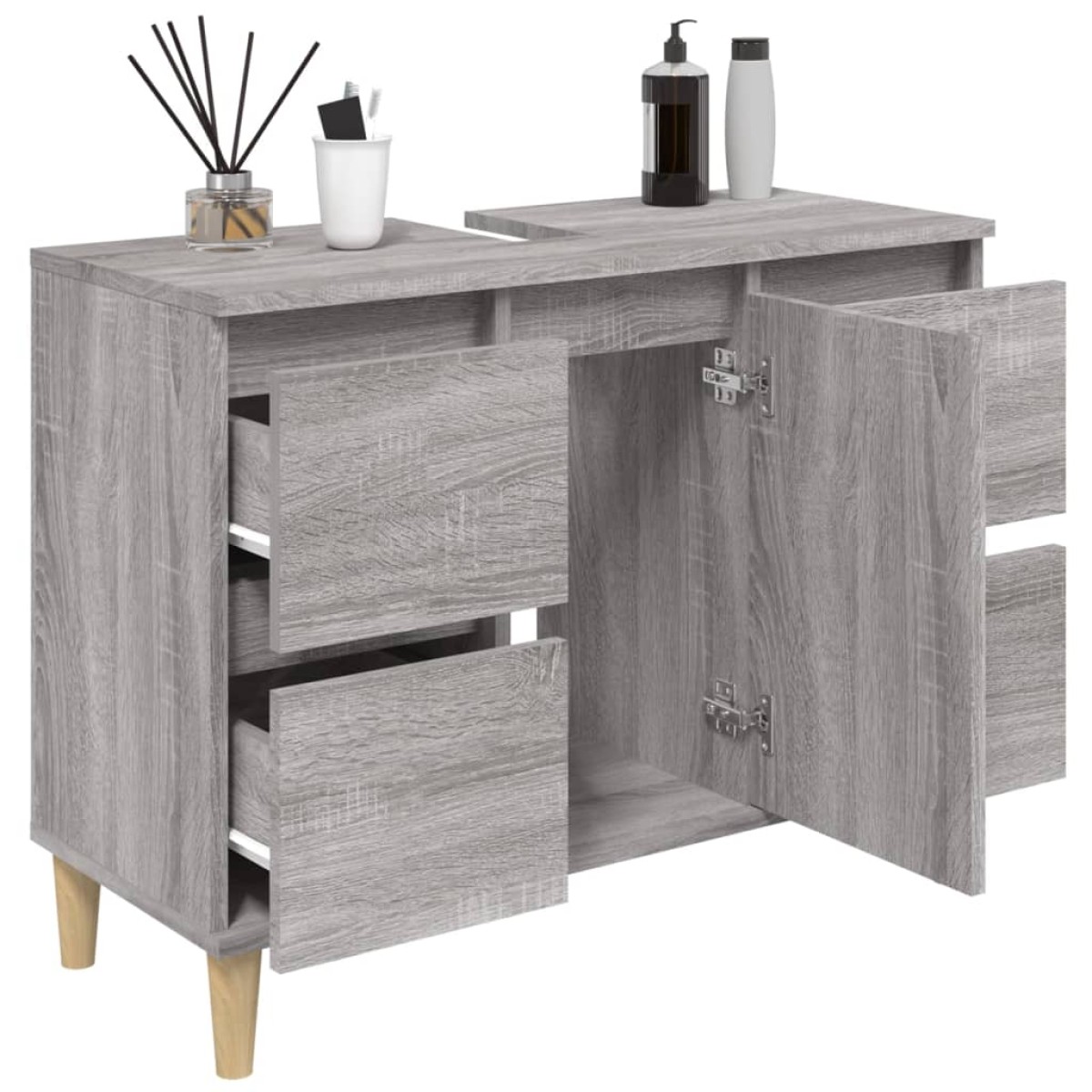 vidaXL Ντουλάπι Νιπτήρα Γκρι Sonoma 80 x 33 x 60εκ. Επεξεργασμένο Ξύλο