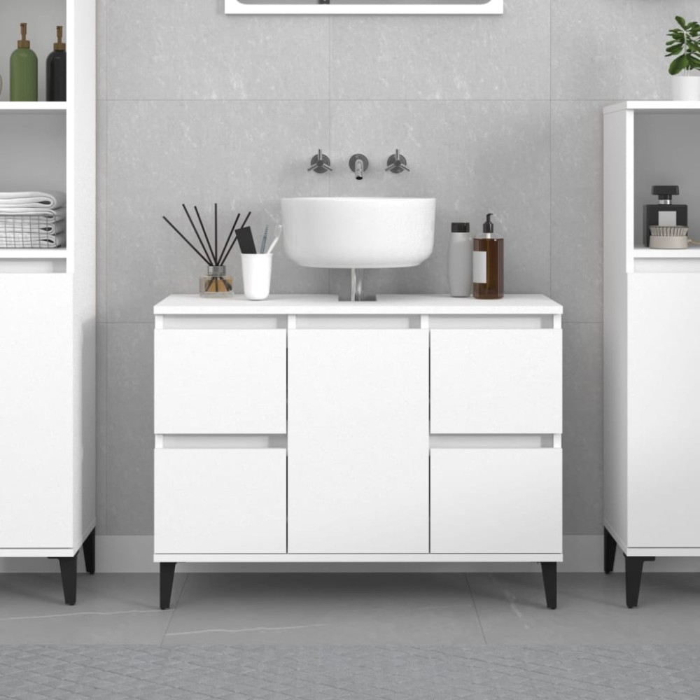 vidaXL Ντουλάπι Νιπτήρα Λευκό 80 x 33 x 60 εκ. Επεξεργασμένο Ξύλο