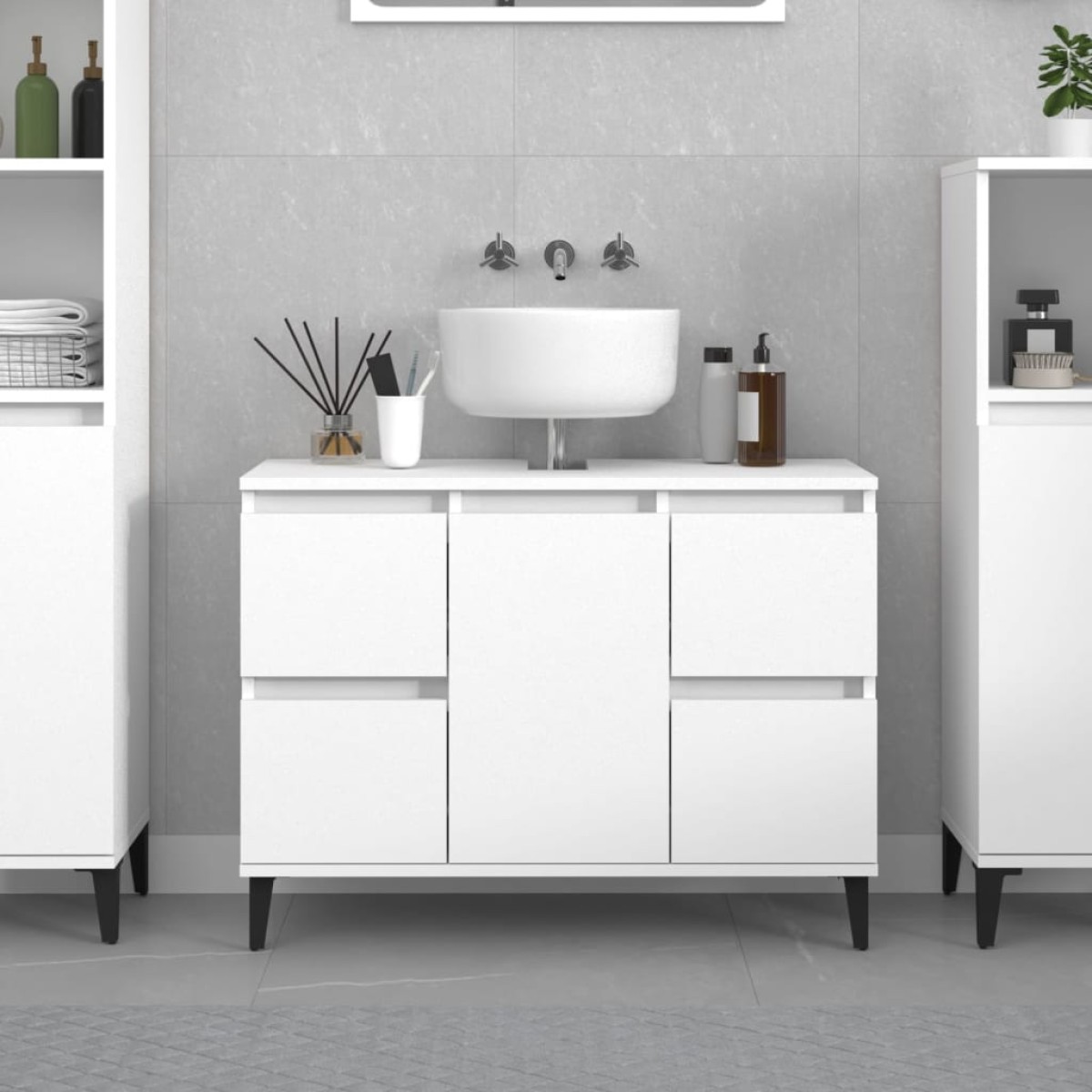 vidaXL Ντουλάπι Νιπτήρα Λευκό 80 x 33 x 60 εκ. Επεξεργασμένο Ξύλο