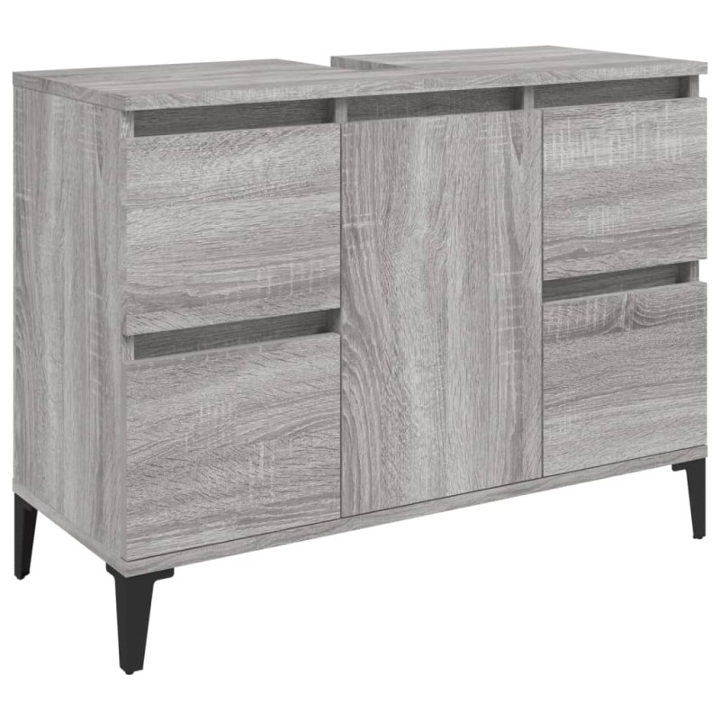 vidaXL Ντουλάπι Νιπτήρα Γκρι Sonoma 80 x 33 x 60εκ. Επεξεργασμένο Ξύλο