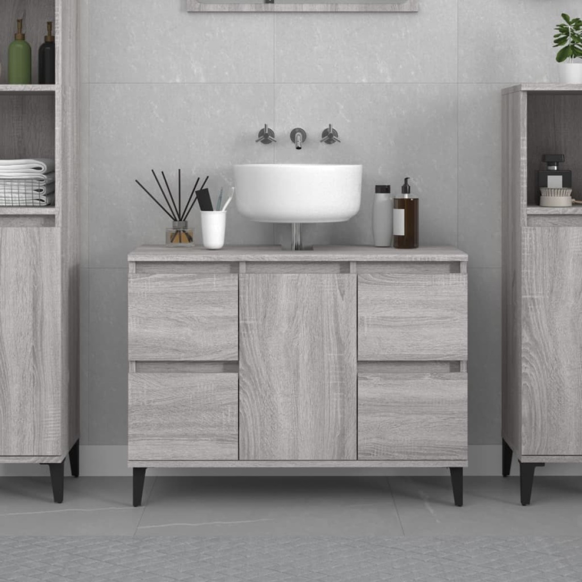 vidaXL Ντουλάπι Νιπτήρα Γκρι Sonoma 80 x 33 x 60εκ. Επεξεργασμένο Ξύλο