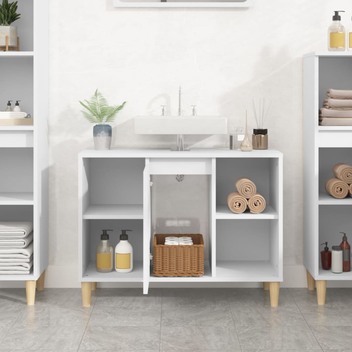 vidaXL Ντουλάπι Νιπτήρα Λευκό 80 x 33 x 60 εκ. Επεξεργασμένο Ξύλο