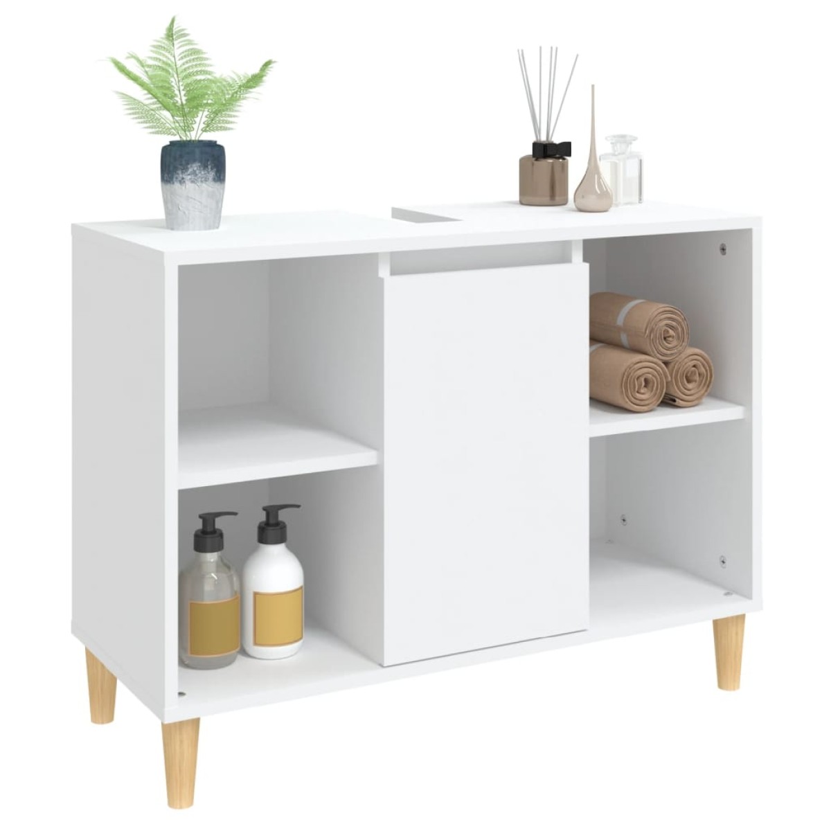 vidaXL Ντουλάπι Νιπτήρα Λευκό 80 x 33 x 60 εκ. Επεξεργασμένο Ξύλο